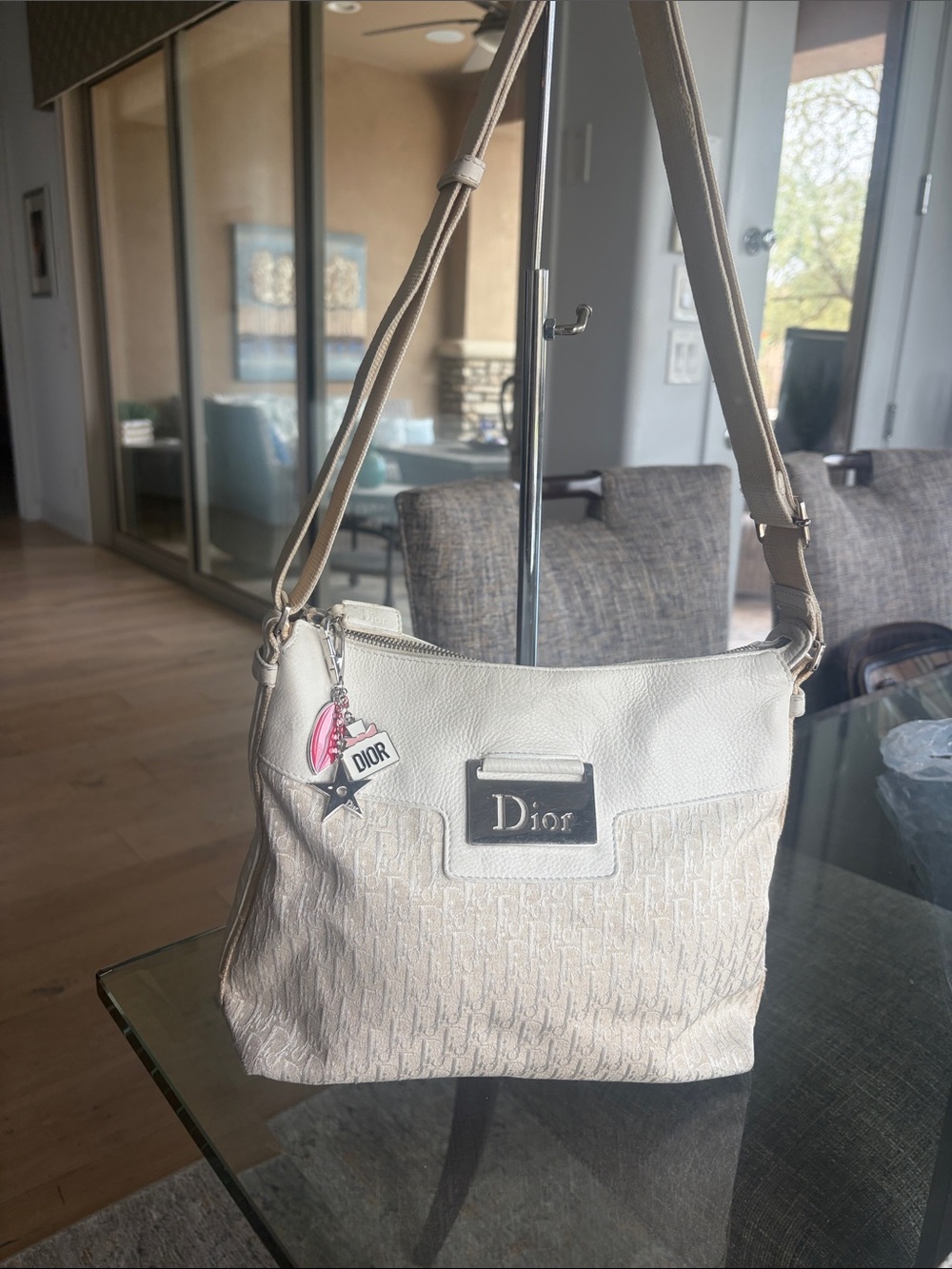 Dior Cream Shoulder Bag with  Charm